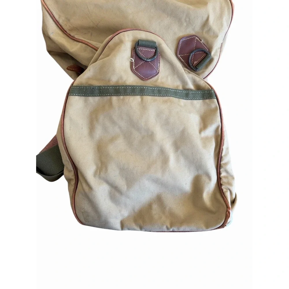 The North Face Leather Canvas Duffle Bag Tan Brown Vintage USA 29x18‎ Vtg